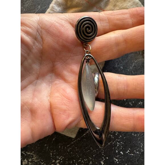 Alexis Bittar Lucite framed drop Earrings clip ons - Picture 3 of 5